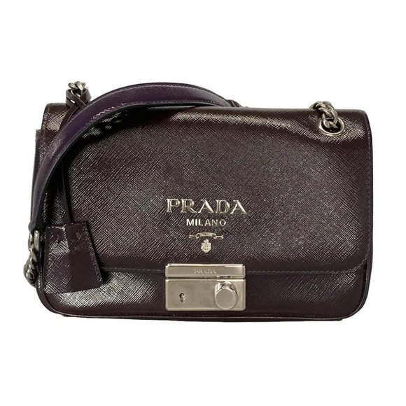 Auth PRADA Purple Patent Leather Shoulder Bag - Picture 1 of 14